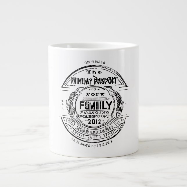 Family Passport Stamp Personalized Custom Travel  Jumbo Mugg (Framsidan)