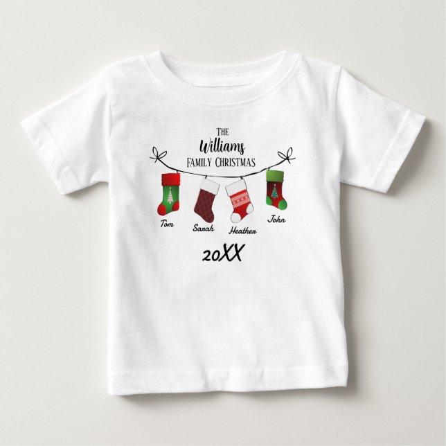 Family Personlig Baby Stockings T Shirt (Framsida)