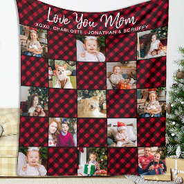 Family Personlig Red Play 13 Photo Collage Fleecefilt