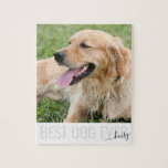 Family Pet Photo Personlig Best Hund någonsin Jigs Pussel<br><div class="desc">Skapa ett foto med hund foto och "Bästa hund någonsin" med valpens namn i ett elegant-skript.</div>