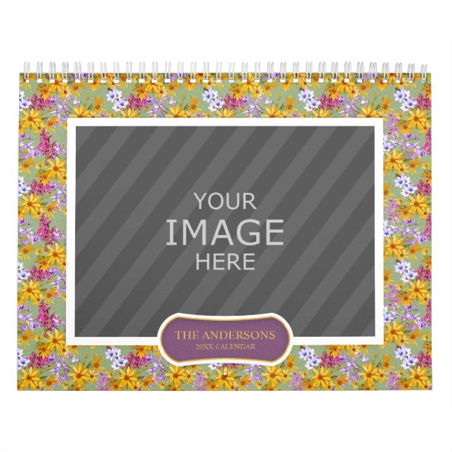 Family Photo 2024 Calendar-Blommigt - bakgrunder Kalender (Omslag)