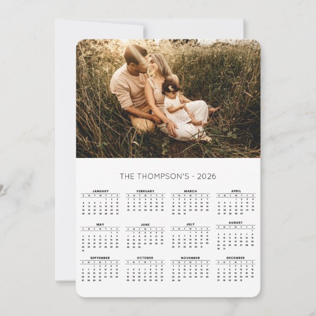 Family Photo 2026 Calendar 12 Monogram Julkort (Framsida)