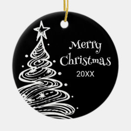 Family Photo Black White Julgran Gift Julgransprydnad Keramik