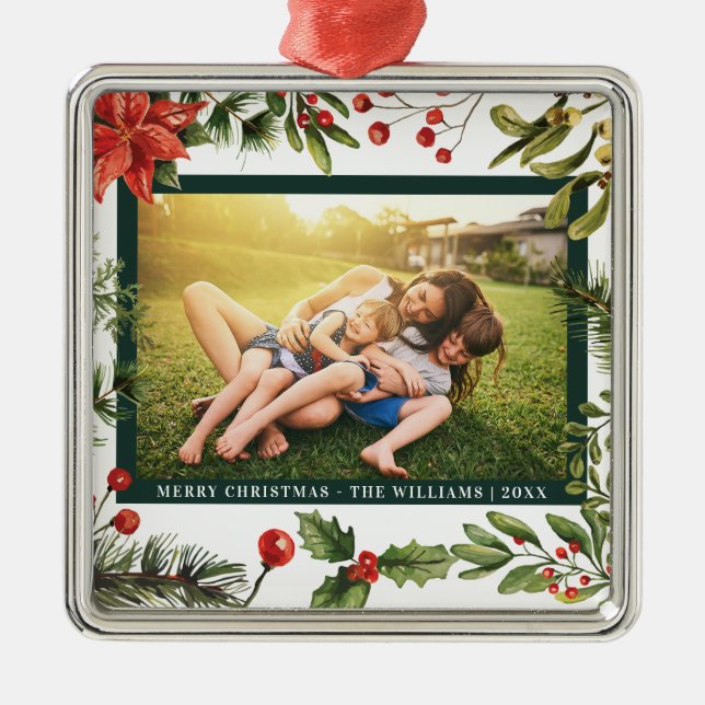 Family Photo Blommigt Foliage jul Julgransprydnad Metall (Framsidan)