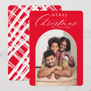 FAMILY PHOTO CARD god jul arch ram RED Meddelande