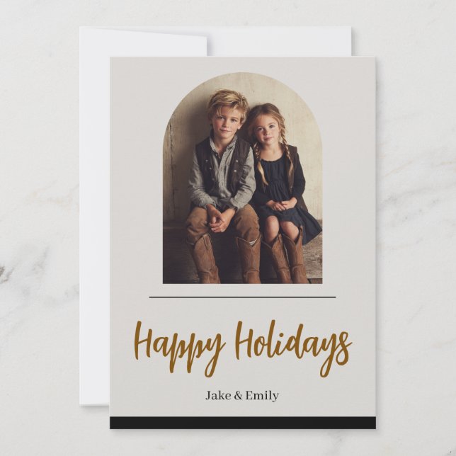 Family Photo Christmas Card | Happy Holidays Julkort (Framsida)