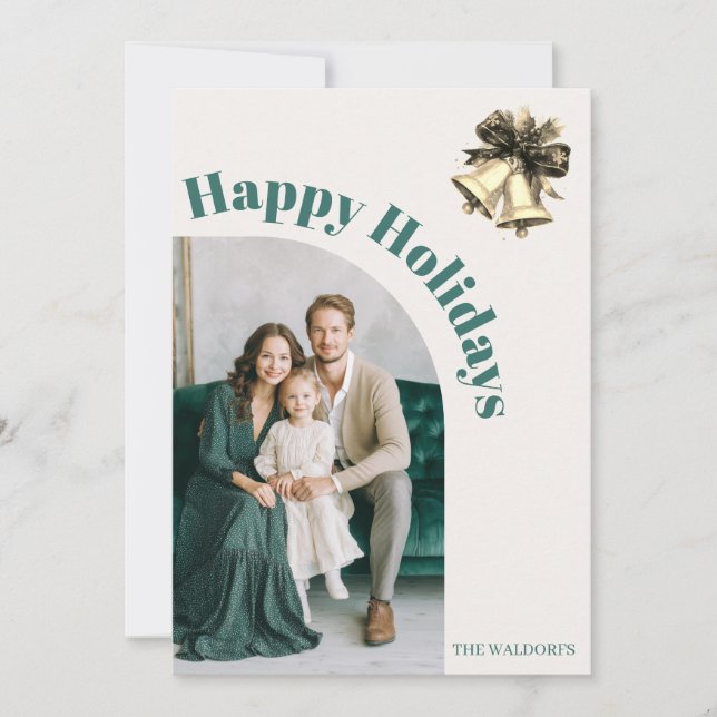 Family Photo Christmas Card | Happy Holidays Julkort (Framsida)
