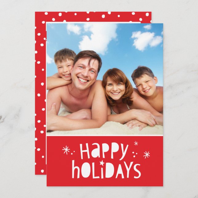 FAMILY PHOTO CHRISTMAS modern typografi lycklig Julkort (Fram/baksida)