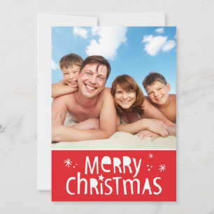 FAMILY PHOTO CHRISTMAS modern typografi - merry Julkort