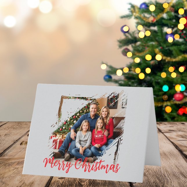  Family Photo Christmas Personalize Holiday Card  Kort (Custom front with family Photo)