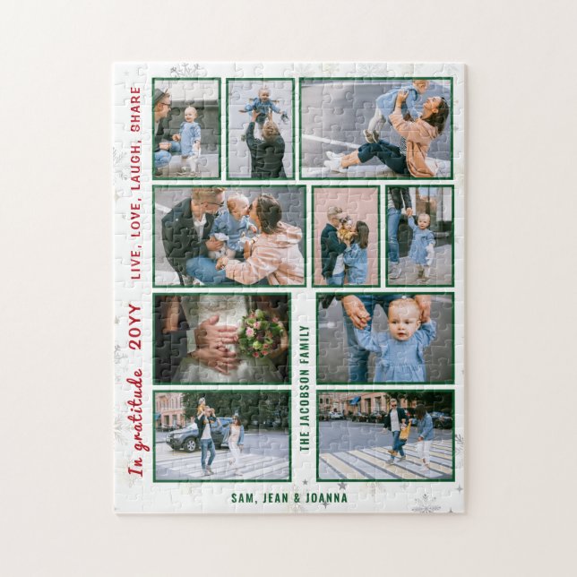 Family Photo Collage 10 Bilder White Personlig Pussel (Vertikal)