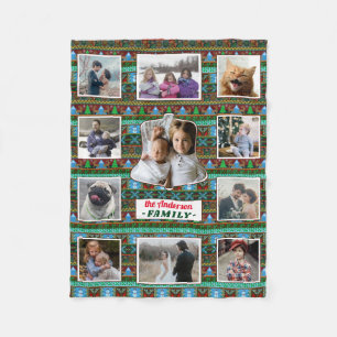 Family Photo Collage 11 Anpassningsbars jul Mönste Fleecefilt