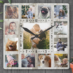 Family Photo Collage 13 Bilder Rustic Farmhouse Wo Fyrkantig Klocka