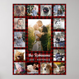 Family Photo Collage 15 + Namn Red Buffalo Play Poster
