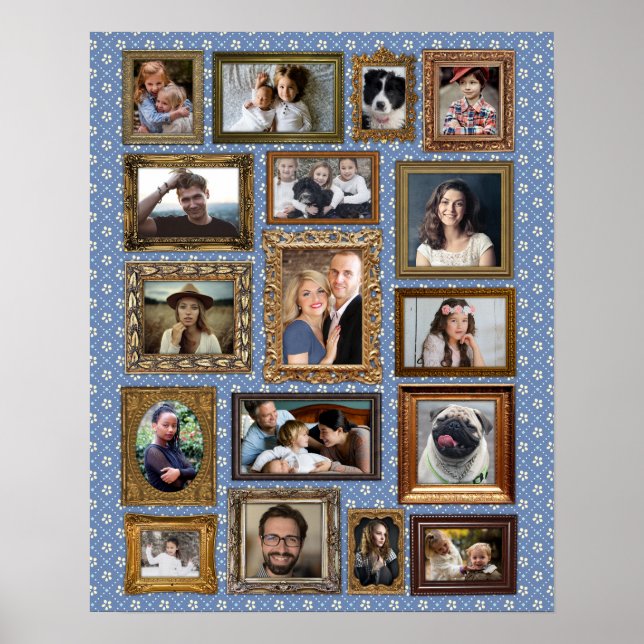 Family Photo Collage 17 Bilder Finare Ramar Easy Poster (Framsidan)