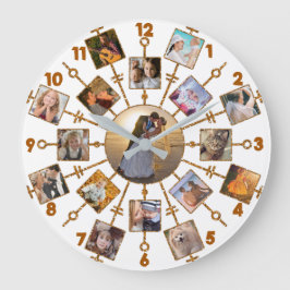 Family Photo Collage 17 Bilder Söt White Guld Stor Klocka