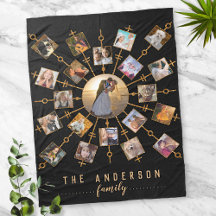 Family Photo Collage 21 Bilder Black Guld + Namn