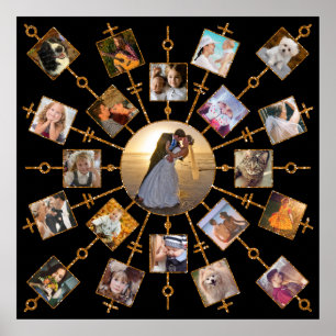 Family Photo Collage 21 Bilder Söt Black Guld Poster