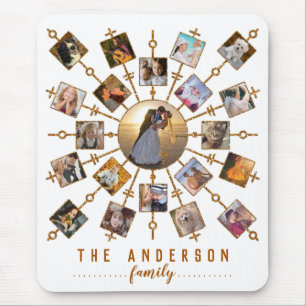 Family Photo Collage 21 Bilder White Guld + Namn Musmatta