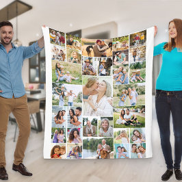 Family Photo Collage 31 Bild White Fleecefilt