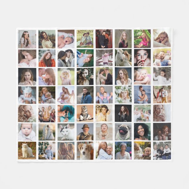 Family Photo Collage 56 Square Bild Easy Anpassnin Fleecefilt (Framsidan (Horisontell))