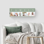 FAMILY Photo Collage 6 Bild Grönt and Natural<br><div class="desc">Personligen sträckte ut kanvastrycket med ord FAMILY som skrev över dina foton. Fotomallen är inställd så att du kan lägga till 6 av din favoritfilm bilder, som visas i fyrkantigt format med en enkel, raster stil, fotokollage. Denna smarta och snyggt anpassningsbar biet av väggkonst har en neutralt-palett med grönt och...</div>