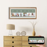 FAMILY Photo Collage 6 Bild Strip Grönt Anpassning Poster<br><div class="desc">Personligen poster utskriften med ord FAMILY som är skriven ovanför dina foton. Fotomallen är inställd så att du kan lägga till 6 av din favoritfilm bilder, som visas i fyrkantigt format med en enkel, raster stil, fotokollage. Denna smarta och snyggt anpassningsbar biet har en lugn-palett med grönt och naturlig benvit....</div>
