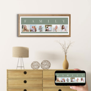 FAMILY Photo Collage 6 Bild Strip Grönt Anpassning Poster