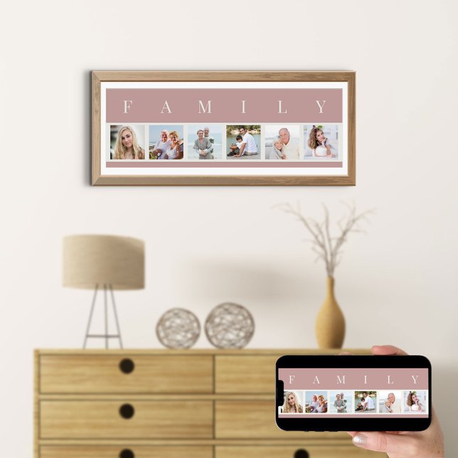 FAMILY Photo Collage 6 Bild Strip Rosa Anpassnings Poster (Skapare uppladdad)