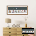 FAMILY Photo Collage 6 Bild Strip Slate Anpassning Poster<br><div class="desc">Personligen poster utskriften med ord FAMILY som är skriven ovanför dina foton. Fotomallen är inställd så att du kan lägga till 6 av din favoritfilm bilder, som visas i fyrkantigt format med en enkel, raster stil, fotokollage. Denna smarta och snyggt anpassningsbar biet har en neutralt-palett av skiffer grått och naturlig...</div>