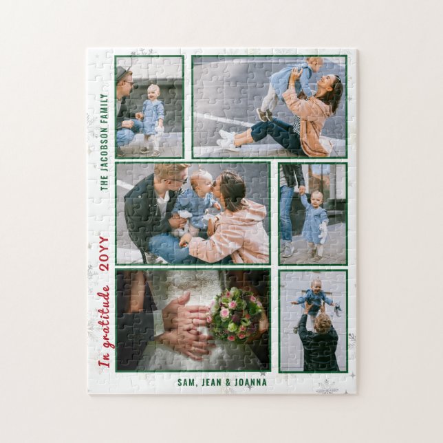 Family Photo Collage 6 Bilder White Personlig Pussel (Vertikal)