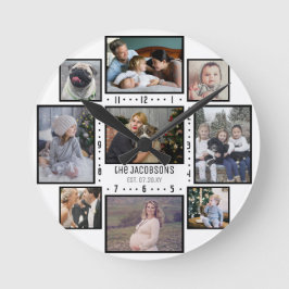 Family Photo Collage 9 Anpassningsbar Bilder Add N Rund Klocka