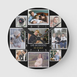 Family Photo Collage 9 Anpassningsbar Bilder Add N Rund Klocka