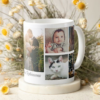 Family Photo Collage 9 Bilder Monogram Easy DIY Kaffemugg