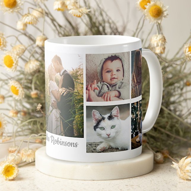 Family Photo Collage 9 Bilder Monogram Easy DIY Kaffemugg (Skapare uppladdad)