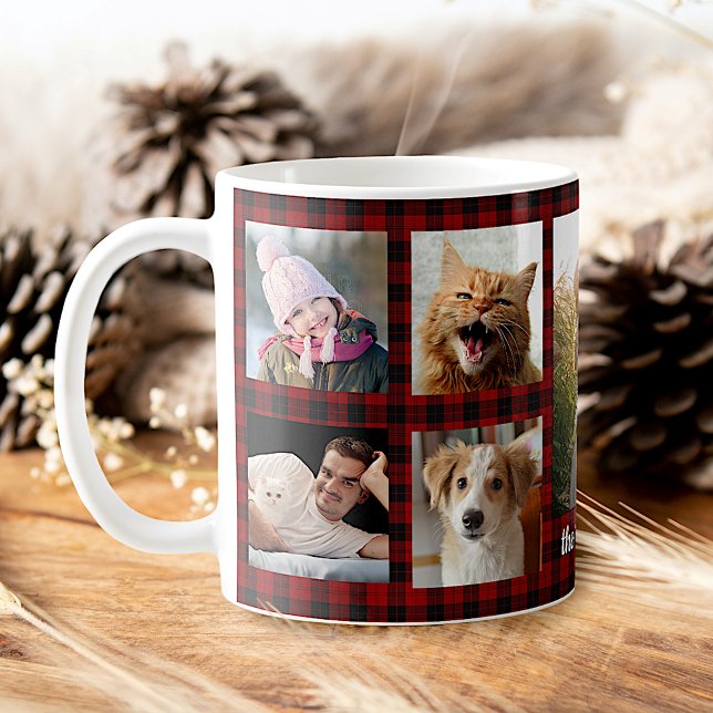 Family Photo Collage 9 Bilder Red Pput Easy DIY Kaffemugg (Skapare uppladdad)