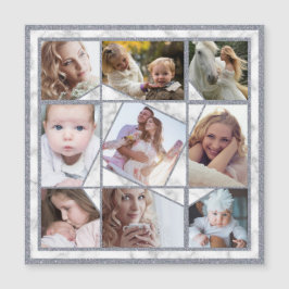 Family Photo Collage 9 Instagram Bilder| Marmor Magnetisk Inbjudningskort