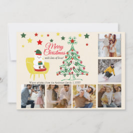 Family Photo Collage Adsible Cute Bear-jul Julkort