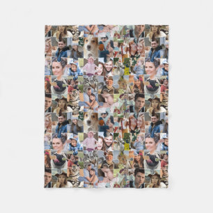 Family Photo Collage Anpassningsbar 24 Pic Puzzle Fleecefilt
