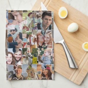 Family Photo Collage Anpassningsbar 24 Pic Puzzle Kökshandduk