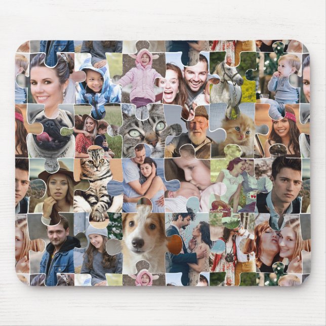 Family Photo Collage Anpassningsbar 24 Pic Puzzle  Musmatta (Framsidan)