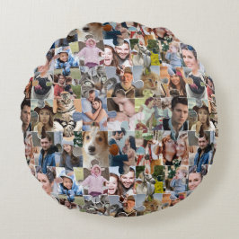 Family Photo Collage Anpassningsbar 24 Pic Puzzle  Rund Kudde