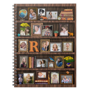 Family Photo Collage Antique Bookcase-Personlig Anteckningsbok