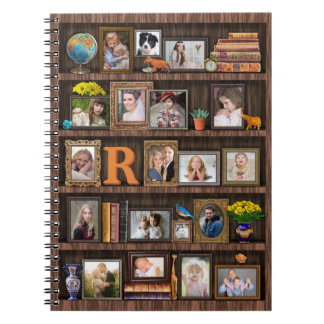 Family Photo Collage Antique Bookcase-Personlig Anteckningsbok