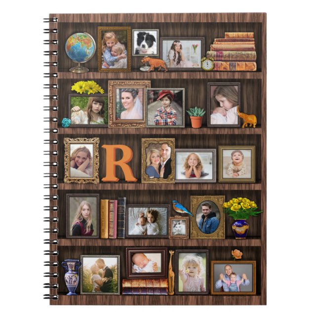 Family Photo Collage Antique Bookcase-Personlig Anteckningsbok (Framsidan)