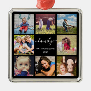 Family Photo Collage Black Anpassningsbar Ceramic  Julgransprydnad Metall