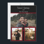 Family Photo Collage Black Burgundy White Script H Julkort<br><div class="desc">Family Photo Collage Black Burgundy White Script Helgdag Card. Lägg till egna foton och texter som du vill anpassa. Mallen har konfigurerats för att du ska kunna göra dessa enkla ändringar.</div>