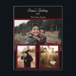 Family Photo Collage Black Burgundy White Script Helg Vykort<br><div class="desc">Family Photo Collage Black Burgundy White Script Helgdag Card. Lägg till egna foton och texter som du vill anpassa. Mallen har konfigurerats för att du ska kunna göra dessa enkla ändringar.</div>