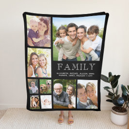 Family Photo Collage Black Fleecefilt