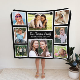 Family Photo Collage Black Fleecefilt